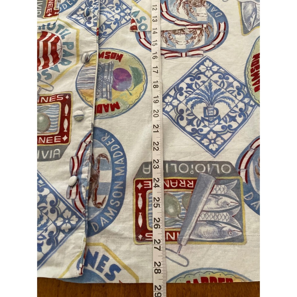 NWT Damson Madder Chlo Holiday Print Shirt US 10 Organic Cotton Linen Resort Top - Picture 14 of 15